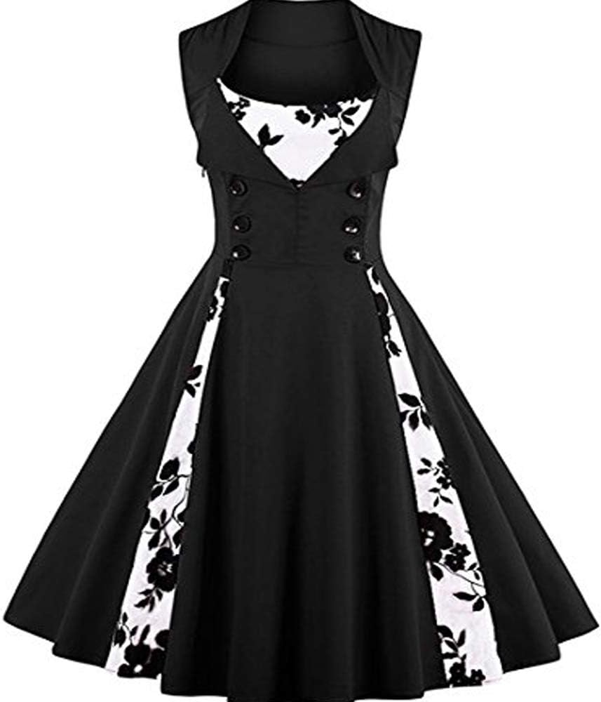 MISSJOY Women's 1950S Retro Plus Size Polka Dot Swing Cocktail Party Dress