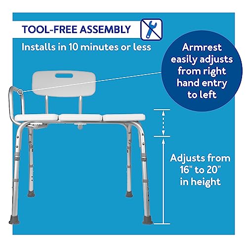 Carex Bathtub Transfer Bench Shower Bench and Bath Bench with Height Adjustable Legs