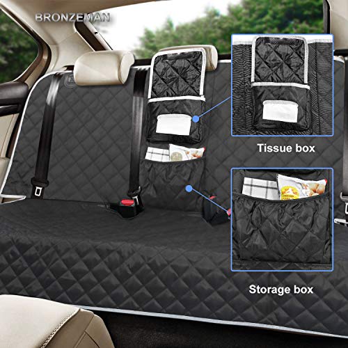 Dog Seat Cover for Back Seat - 100% Waterproof,Nonslip Bench Seat Cover Compatible for Middle Seat Belt | Strong & Durable, Multiuse,Fits All Cars | Bonus Gifts Pack Bag,Dog Leash, Buckle (Black)