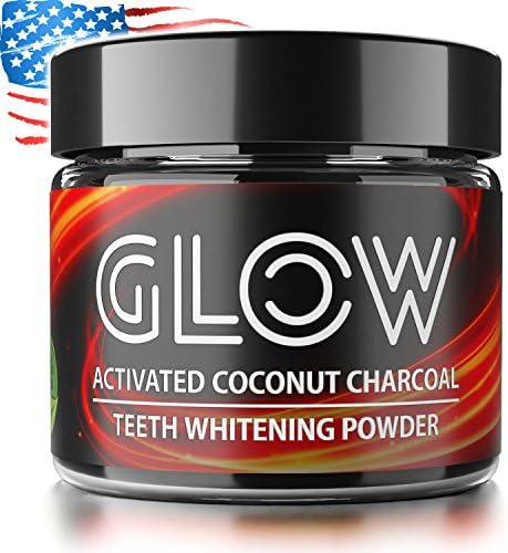 Charcoal Teeth Whitening Powder by Active GLOW - Made in USA - Organic Activated Coconut Charcoal 100% Natural Tooth Whitener Safe for Enamel &amp; Sensitive Teeth Stain remover - Mint Flavor, 2 oz