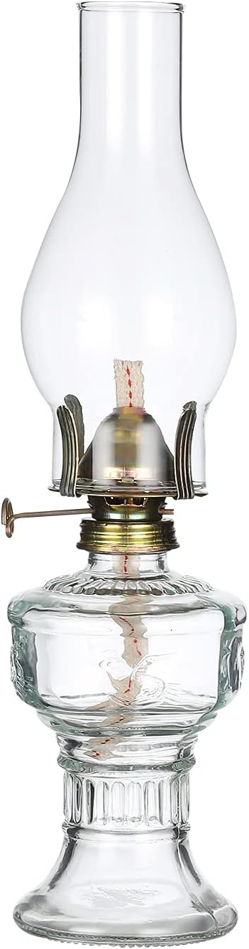 Oil Lamps & Accessories - Rustic Oil Lamp Lantern Vintage Glass Kerosene Lamp 12.5''Chamber Oil Lamps for Indoor Use Home Decor Lighting Oil Lantern