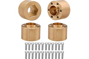 NXUEBDU 4Pcs Brass Weights 1.9 2.2 Inches Beadlock Wheels 12mm Hex Wheel Hub Widen Adapters for SCX10 TRX4 1/10 RC Crawler Upgrades (Gold, 15mm)