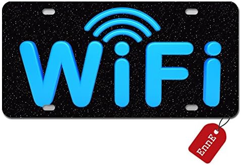 EnnE Personalized Metal License Plate Cover Wifi Sign For Car 4 Holes Car Tag 12 inch X 6 inch