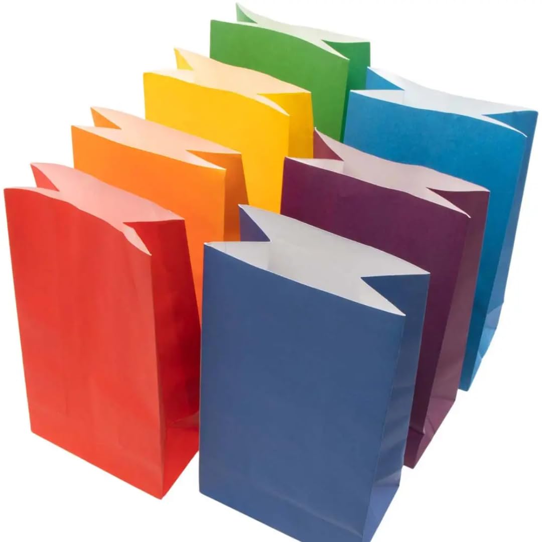 Baker Ross AX957 Rainbow Coloured Party Bags - Pack of 14, For Kids to Decorate and Embellish for Personalised Gifts and Birthdays