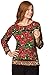 Collections Etc Women's Holiday Sequin Poinsettia 3/4 Sleeve Top