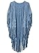 Choies Women's Cotton Cut Out Asymmetric Fringed Cape Kimono blue Blouse with Tassel