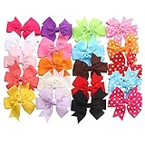 TinkSky 20pcs Hair Bows-15 Pure Color+5 Polka Dot- Alligator Clip Grosgrain Ribbon Headbands for Baby,Girls and Young Women