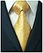 Landisun Tie Set Men Necktie Woven Classic Formal Handkerchief Cufflinks Gold Yellow