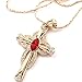 FC JORY Rose Gold Plated Cross Pendant Crystal Red Chain Necklace