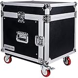 Sound Town 8-Space PA/DJ Rack/Road ATA Server Case with Slant Mixer Top and Casters (STMR-8UW)