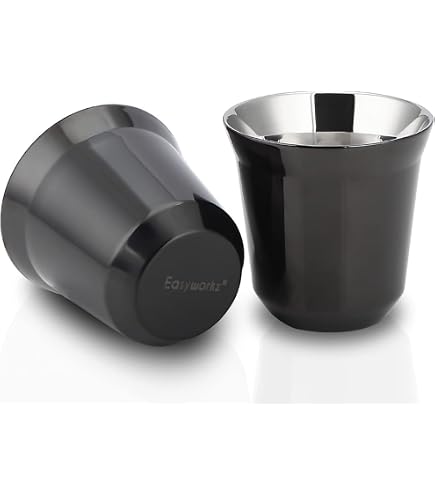 Lot De 2 Tasses à Café En Acier Inoxydable 304 à Double Paroi 80ml - Espresso Noir, Parfaites Pour Café Et Thé