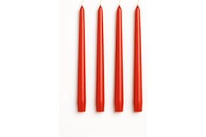Dinil Red Taper Candles – 10 Inch Tapered Candles Set of 4 – Unscented Taper Candles – Decorative Long Candlesticks for Decoration, Festival, Dinner, Party – Long Burning Time – Red
