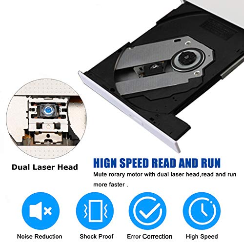 iGylar External CD DVD Drive, USB 3.0 & Type C External DVD CD Player, Plug & Play Burner High Speed Data Transfer DVD Player for Laptop Notebook PC Support Windows/Vista/7/8/10, Mac OS & Linux - Thumbnail 5