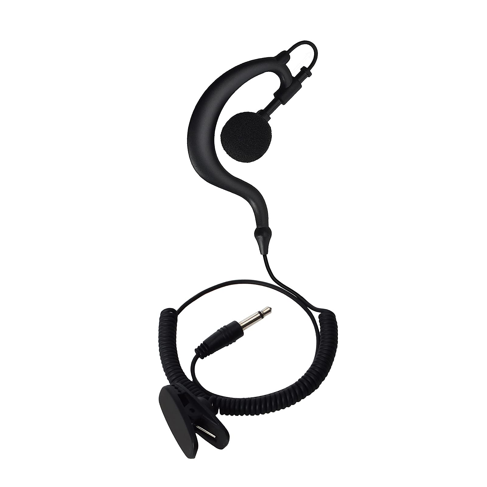 HYS 3.5mm Plug Listen/Receive Only Earpiece G-Shape Soft Ear Hook Headset For Two Way Radio Speaker Mic Microphone Smartphone