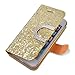 TRURENDI Bling U-scale Pattern Bucklewallet Luxury Pu Leather Magnetic Flip Case Cover for Apple Iphone 5 5s (Gold)