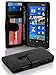 Cadorabo Case works with Nokia Lumia 920 in OXID BLACK (Design BOOK STRUCTURE) – with 2 Card Slots – Wallet Case Etui Cover Pouch PU Leather Flip