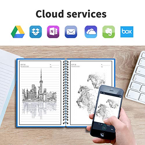 NEWYES Reusable Smart Notebook, A5 Size Wirebound Notebook 100 Pages - 50 Pages Wide Rule & 50 Pages Dotted - Cloud Storage [Included with 1 x Erasable Pen, 1 x Microfiber Cloth] - Thumbnail 5