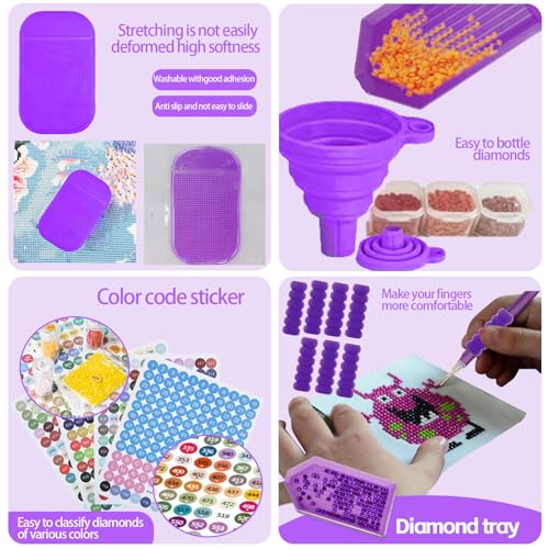 DNSGOOR 247Pcs Diamond Art Accessories Kit, Diamond Painting Tools Kit with Light Table for Tracing A3, Diamond Art Sealer Glue Craft DIY
