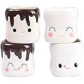 Mycts Marshmallow Mugs Set of 4 Cute Marshmallow Cups for Kids Hot Chocolate Cocoa Mugs Gifts for Kids Women Christmas Mother's Day Cute Mug 6OZ