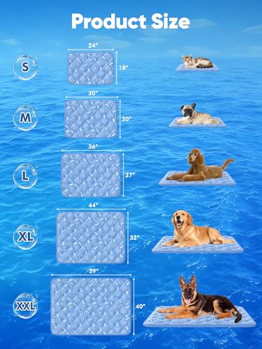 Rywell Tapete Enfriamiento para Perros, 110 * 80 CM Alfombra de Refrescante para Perros Grandes, Antideslizante y Lavable Cooling Dog Mat para Verano con Cambio de Color Endotérmico, Certificado Oeko