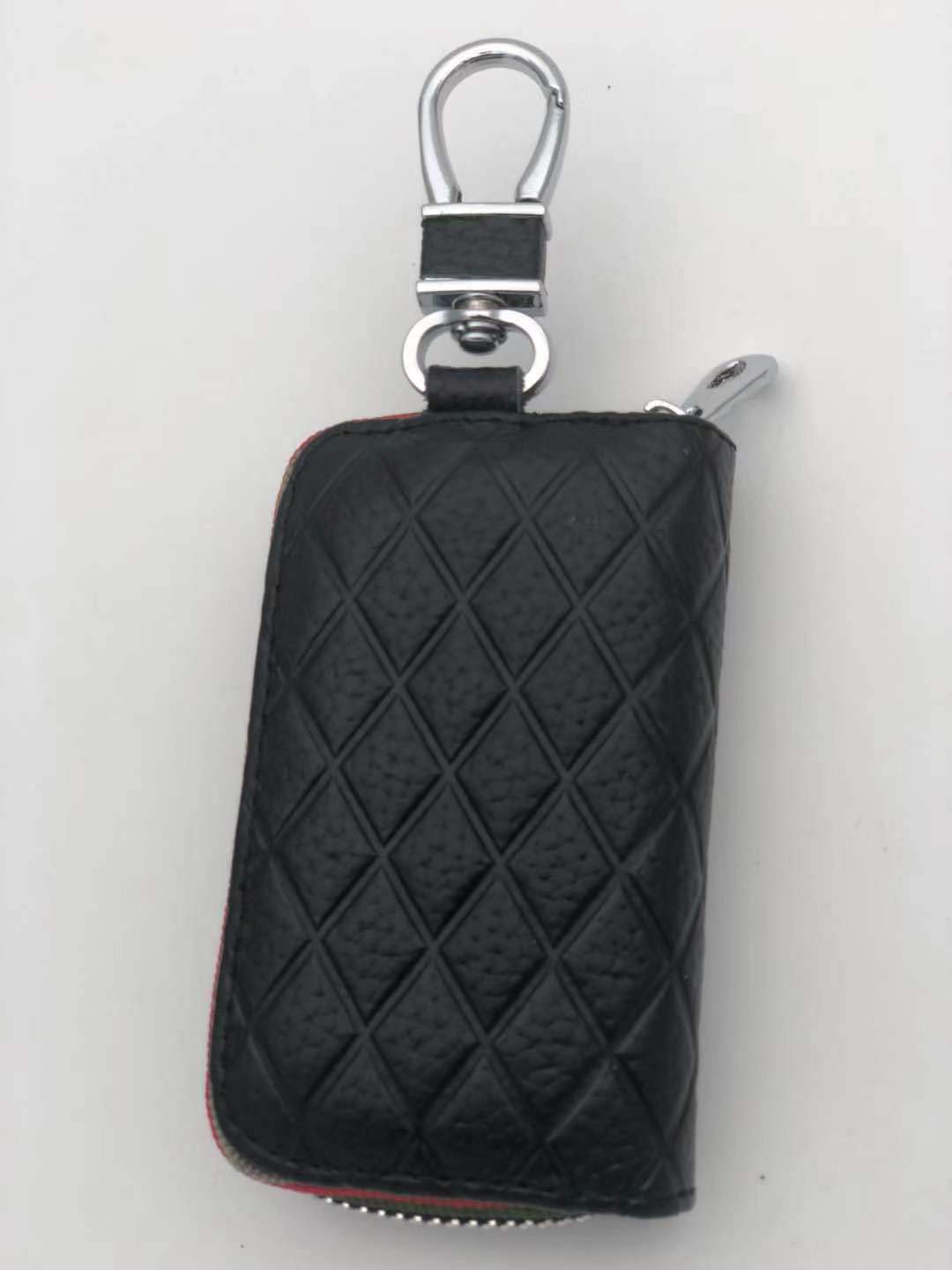 Black DEFTEN The New Premium Leather Car Key Chain Coin Holder Zipper