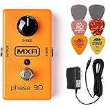MXR M101 Phase 90 Effects Pedal BUNDLE with AC/DC Adapter Power Supply for 9 Volt DC 1000mA and 6 Assorted Dunlop Guitar Picks
