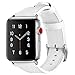 Compatible with Apple Watch Band, BELONGME 42mm 44mm Watch Band Genuine Leather Strap Stainless Metal Buckle Compatible Apple Watch Series 4(44mm),Series 3, 2, 1(42mm) Sport & Edition- White