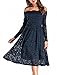Abby&Mavis Women Vintage Floral Lace Long Sleeve Off Shoulder A Line Swing Dress