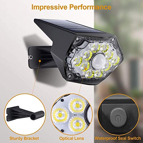 Solar Lights Outdoor 10- LED Optical Lens,PIR Solar Motion Sensor Security Lights,Solar Wall Light IP67 Waterproof Adjustable Angle,Wireless Easy-to-Install for Front Yard,Garden,Patio (2 Packs)