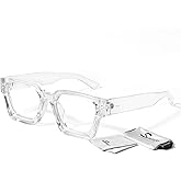 Oversized Thick Square Fake Glasses for Women Men,Fashion Preppy Clear Lens Eyeglasses with 100% UV400 Protection