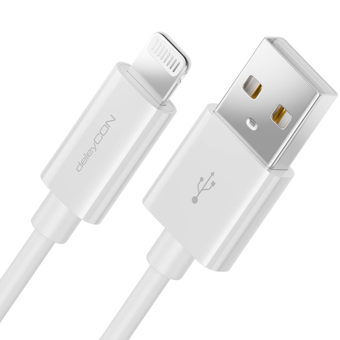 deleyCON 2m Lightning 8 Pin USB Charging & Data Cable - Apple MFI Certified - Compatible with IPhone XR XS Max XS X 8 Plus 8 - White