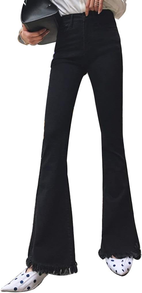 high waisted black stretch trousers