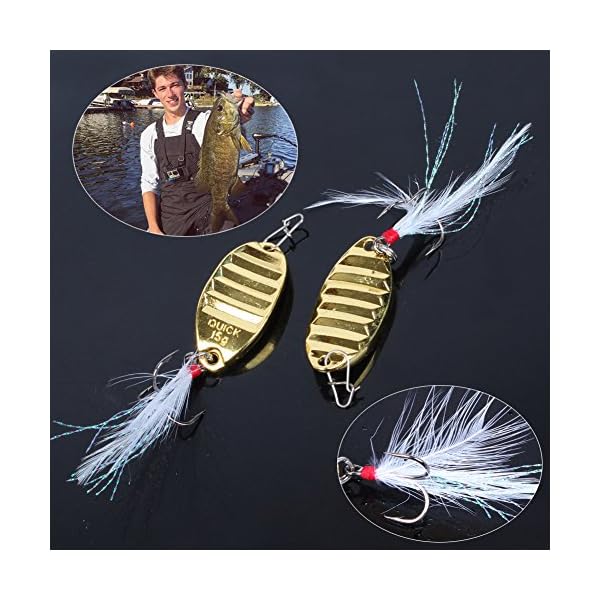 YONGZHI-Metal-Gold-Casting-Fishing-Spoons-Lure-Hard-Treble-Hook-BaitPack-of-4