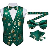 DiBanGu Mens Christmas Suit Vest Festive Xmas Dress Waistcoat and Bowtie Set Vacation Holiday Dress Vest for Tuxedo Party