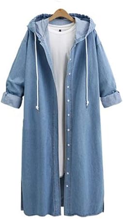Amazon Co Jp Top Homie レディース 春秋 デニム コットン ロング カート 女性 韓流風 ファッション カジュアル 長袖 フード コーデ ジャケット ロングコート おもちゃ
