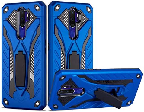 Oppo A9 2020 Case, CHIHENG Hybrid Dual Layers Armor Heavy Duty Built-in Kickstand Protective Shock Absorption Impact Resistant Rugged Stand Cover Case for Oppo A9 (2020) 6.5" Blue