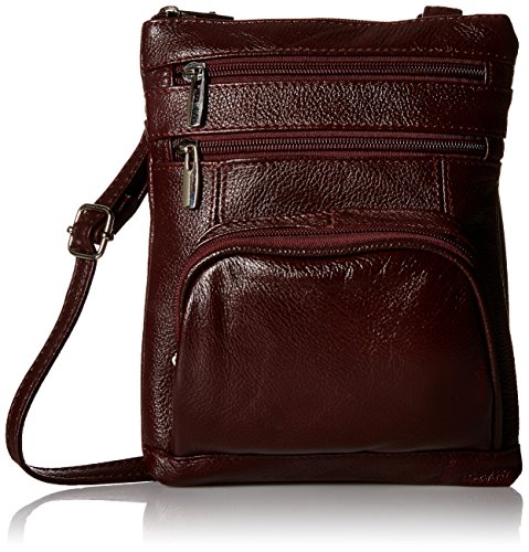 Roma Leather Genuine Leather Organizer Womens Crossbody Bag