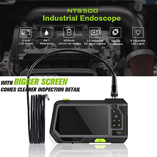 JDH Industrielles Endoskop mit doppeltem Objektiv, 5-Zoll-HD-Endoskopkamera, wasserdichte Flexible Sonde 1080P IP67, 4… – Bild 3