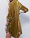 R.Vivimos Womens Velvet Long Sleeve Pocket Casual Mini Shirt Dress (Large, Gold)