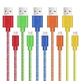 Android Charger Cable, Pofesun USB to Micro USB Cable (6.6ft, 5 Pack) Nylon Braided Fast Charging Cord Compatible Samsung Galaxy S6 S7 Edge Note 5,PS4,MP3,HTC,Smartphones(Blue,Red,Yellow,Green,Orange)