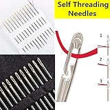 Embroidery Sewing Self Threading Needles,Household Stainless Steel Mending Handmade Self Threading Needle for Elderly Blind,12 Pack
