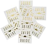 Funny Bone Products Bachelorette Bride and Bride Tribe Temporary Tattoos, Metallic Shiny Gold Flash, Bachelorette Party Supplies Ideas Accessories Favors