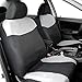 FH Group Flat Cloth Seat Covers Front Seat and Solid Rear Bench Full Set with Gift - Universal Fit for Cars, Trucks & SUVs (Gray/Black)