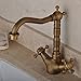 Hiendure 180 Degree Swivel Antique Inspired Brass Kitchen Faucet Bathroom Sink Mixer Tap with Two Handle ,Antique Brass Finish