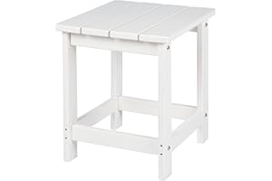LZRS Adirondack Square Outdoor Side Table for Patio, Pool Composite Patio Table,HDPE End Tables for Backyard,Pool, Indoor Companion, Easy Maintenance & Weather Resistant(White)