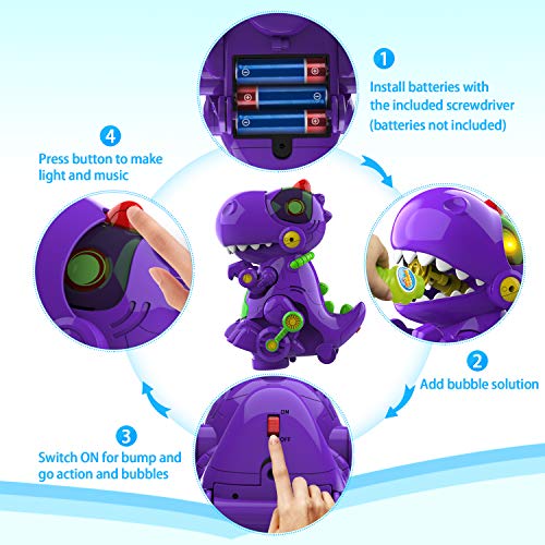 WisToyz Bubble Machine Bubble Blower, Walk & Stand Dinosaur Bubble