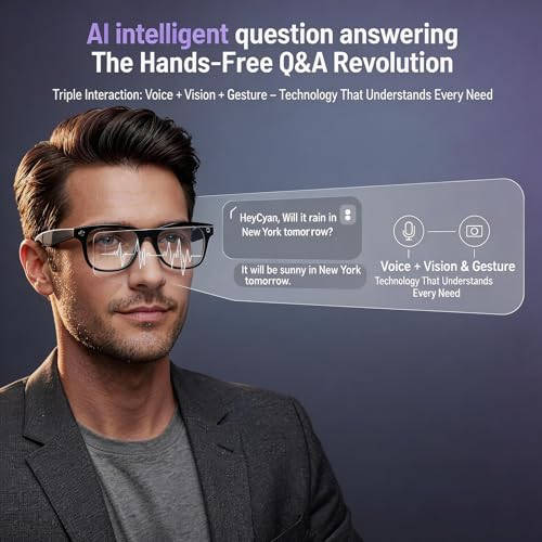 2026 AI Smart Glasses with Camera and Bluetooth, 8MP 4K Camera Glasses with Translation & Voice Control, Video, Audio Recording, IP67 Waterproof Smart Glasses for Business & Outdoor(Photochromic)