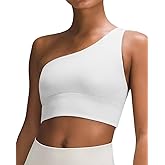 Queenie Ke Womens One Shoulder Sports Bra Left Side Strap Yoga Bras Gym Training Workout Crop Tops