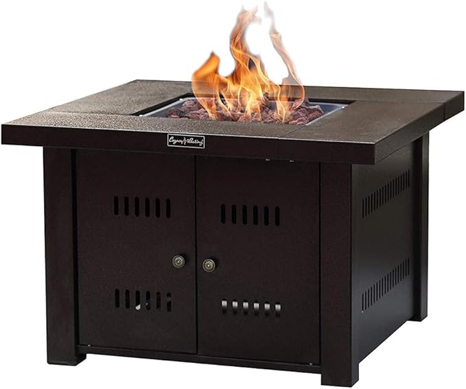 Legacy Heating, 38Inch Square Fire Pit Table, Bronze Powder Coated