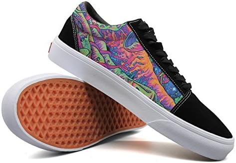 Keppel Teerd Men's Trippy Smoke Magic Mushrooms Casual Flat Canvas Shoes Low-top Lace-up Sneakers